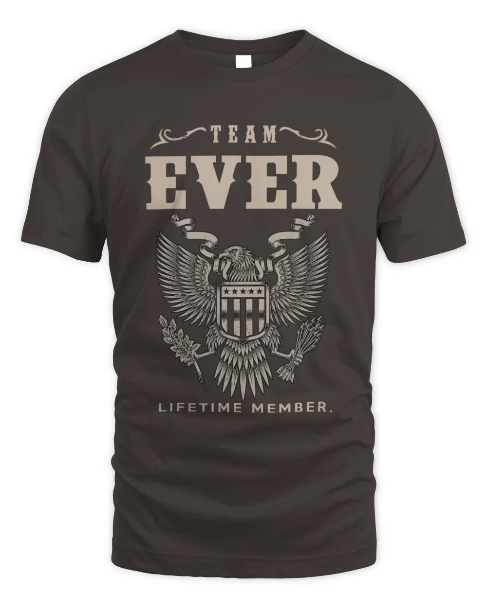 EVER TP06-K82 – Personalized Classic Style Apparel “Team NAME Lifetime Member” - Unisex Standard T-Shirt - Dark Chocolate