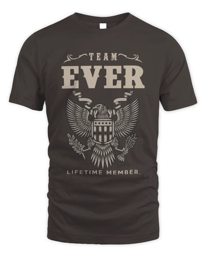 EVER TP06-K82 – Personalized Classic Style Apparel “Team NAME Lifetime Member” - Unisex Standard T-Shirt - Dark Chocolate