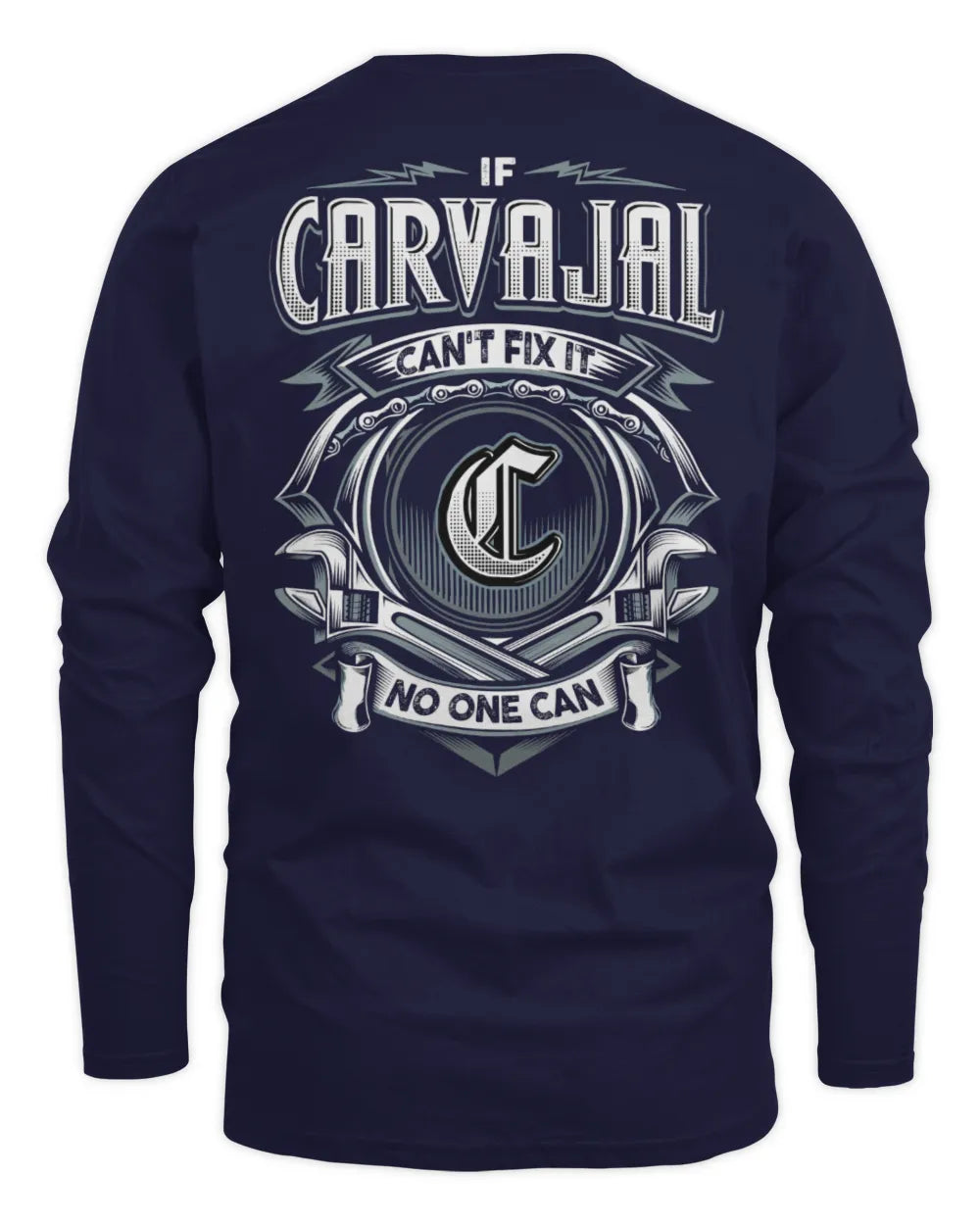 CARVAJAL AP81-K4-626 - Personalized Ahmed Quote Apparel “If Ahmed Can't Fix It, No One Can” - Men's Long Sleeved T-Shirt - Navy