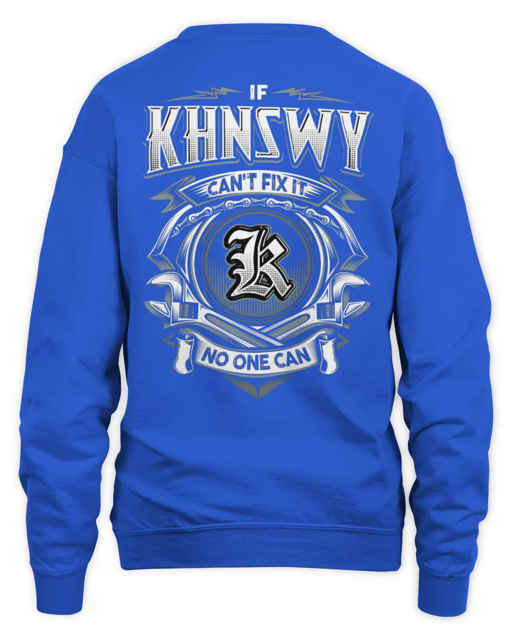 KHNSWY AP81-K4-626 - Personalized Ahmed Quote Apparel “If Ahmed Can't Fix It, No One Can” - Unisex Sweatshirt - Royal