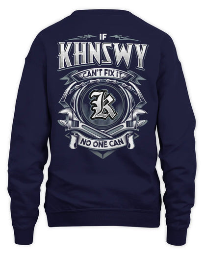 KHNSWY AP81-K4-626 - Personalized Ahmed Quote Apparel “If Ahmed Can't Fix It, No One Can” - Unisex Sweatshirt - Navy