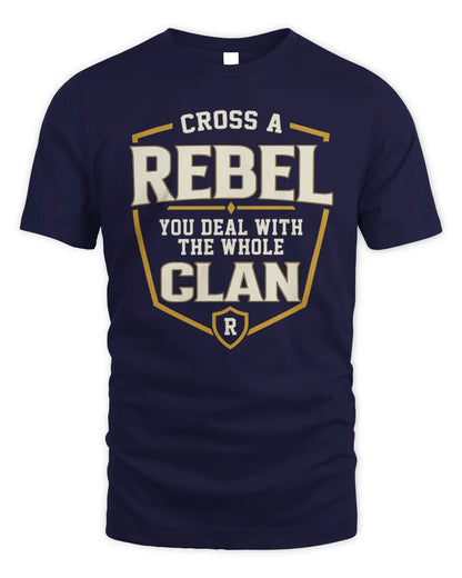 REBEL NT1-K008 Cross A/An NAME, You Deal With the Whole Clan | Personalized Vintage T-Shirt - Unisex Standard T-Shirt - Navy