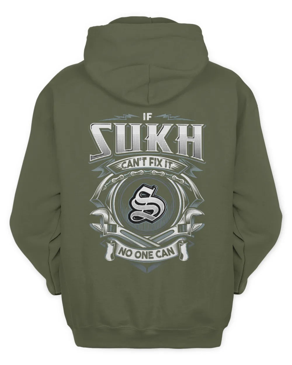SUKH AP81-K4-626 - Personalized Ahmed Quote Apparel “If Ahmed Can't Fix It, No One Can” - Unisex Hoodie - Military Green