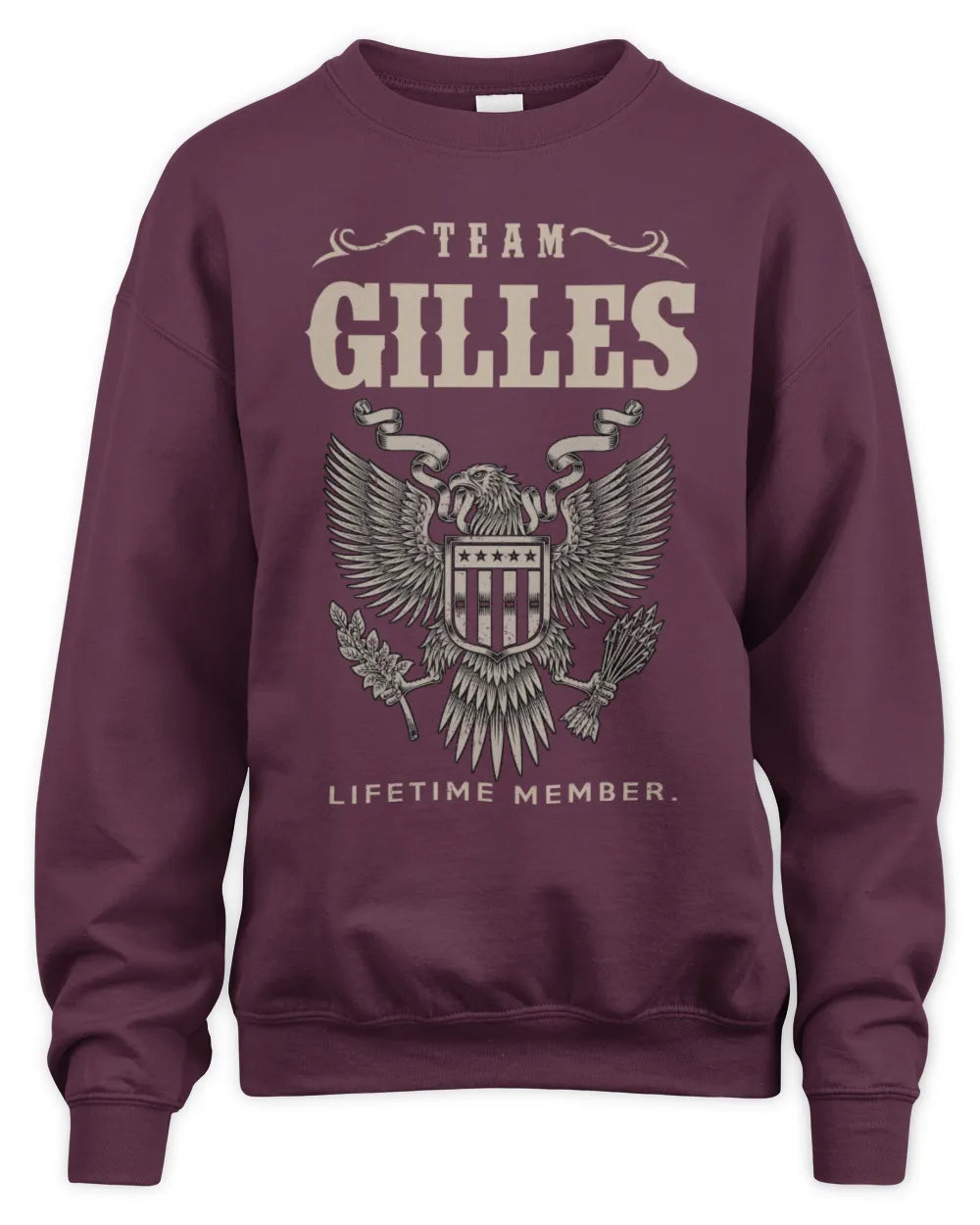 GILLES TP06-K82 – Personalized Classic Style Apparel “Team NAME Lifetime Member” - Unisex Sweatshirt - Maroon
