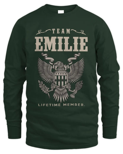EMILIE TP06-K82 – Personalized Classic Style Apparel “Team NAME Lifetime Member” - Men's Long Sleeved T-Shirt - Forest Green
