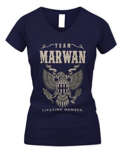 MARWAN TP06-K82 – Personalized Classic Style Apparel “Team NAME Lifetime Member” - Women's V-Neck T-Shirt - Navy