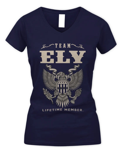 ELY TP06-K82 – Personalized Classic Style Apparel “Team NAME Lifetime Member” - Women's V-Neck T-Shirt - Navy