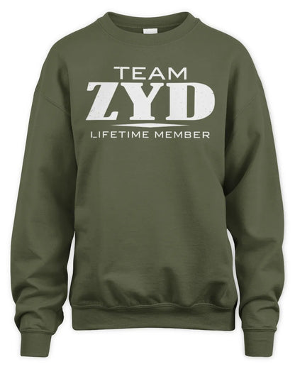 ZYD BL62-K4-128 - Personalized “Team NAME Lifetime Member” - Unisex Sweatshirt - Military Green