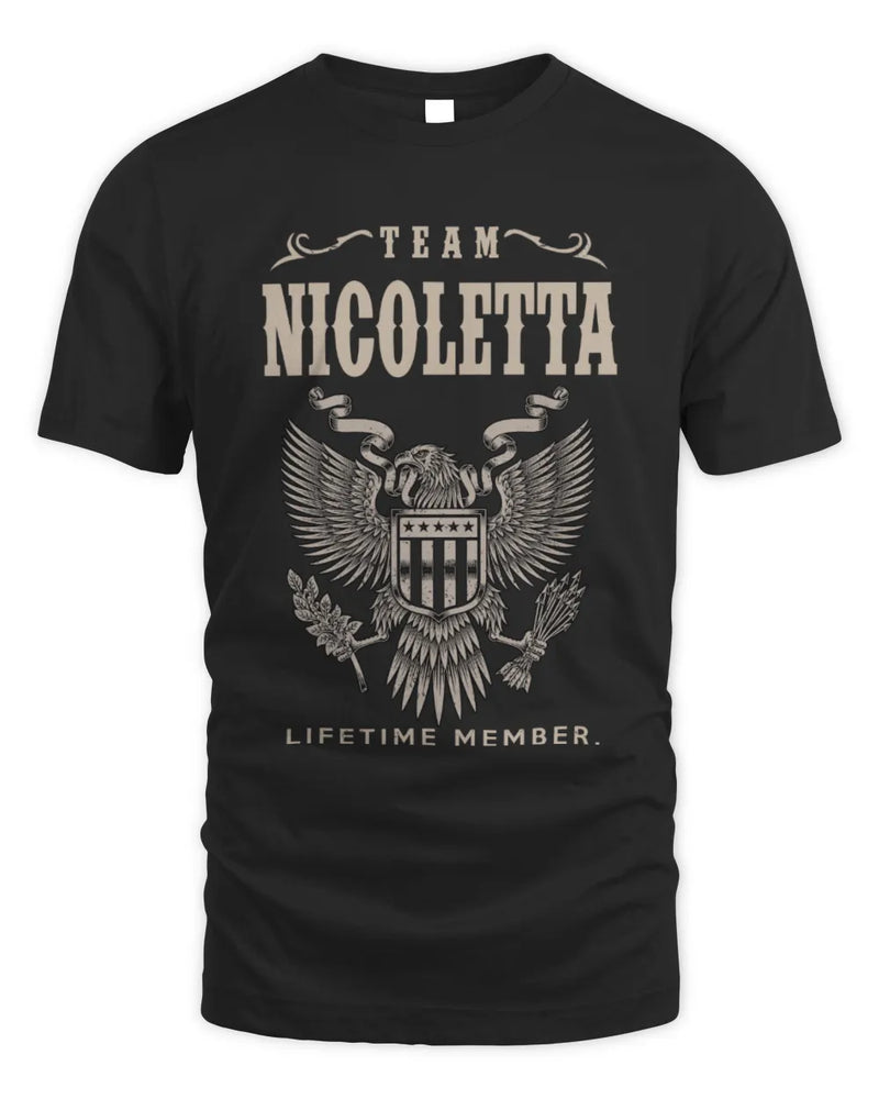 NICOLETTA TP06-K82 – Personalized Classic Style Apparel “Team NAME Lifetime Member” - Unisex Standard T-Shirt - Black