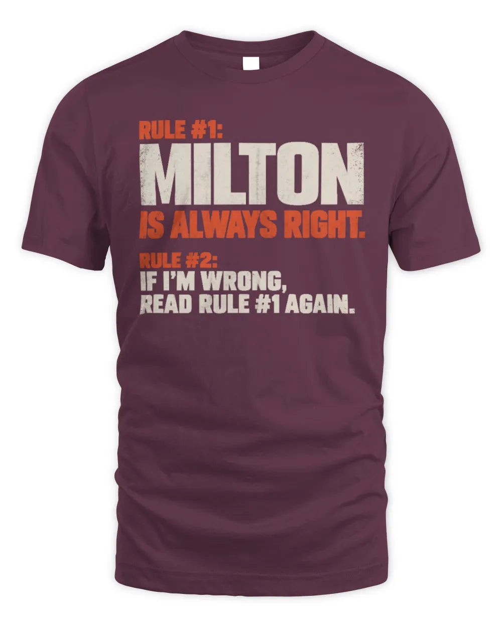 MILTON NP1-H006 
Always Right Personalized Name T-Shirt – Funny Custom Name Shirt - Unisex Standard T-Shirt - Maroon
