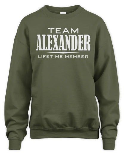 ALEXANDER BL62-K4-128 - Personalized “Team NAME Lifetime Member” - Unisex Sweatshirt - Military Green