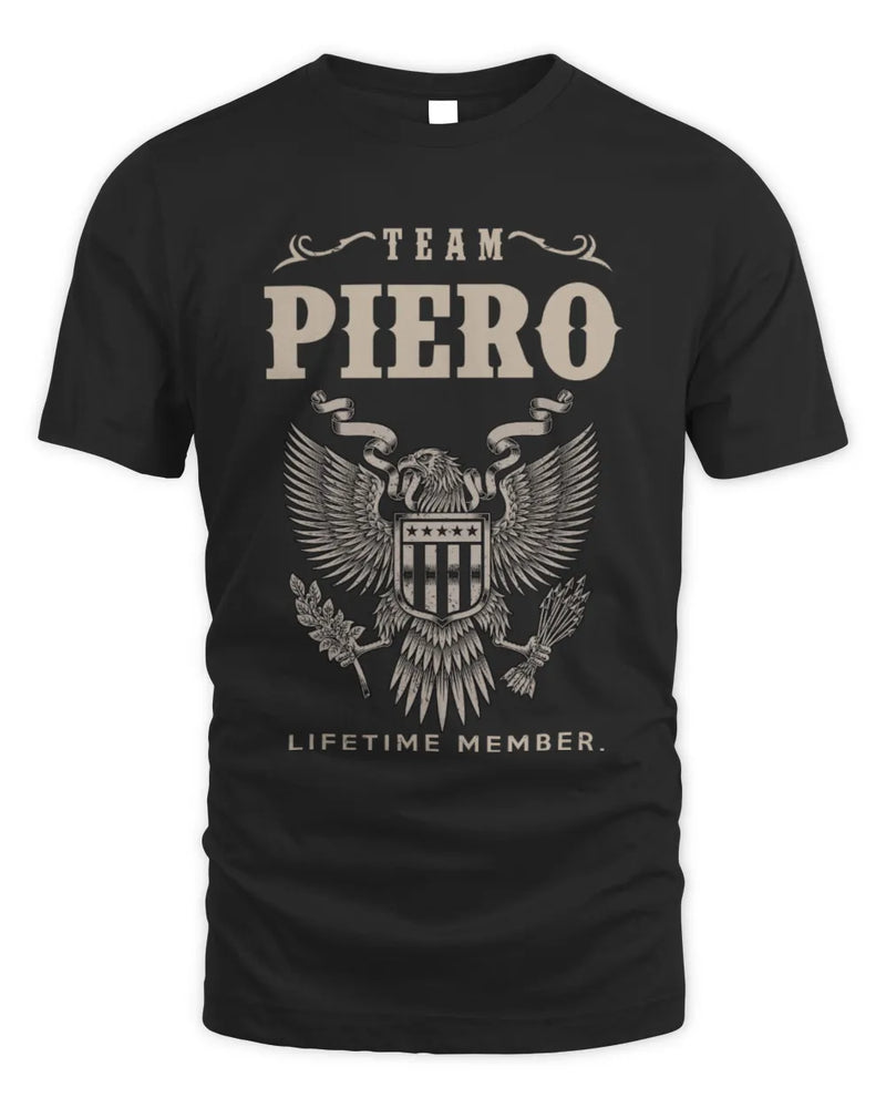 PIERO TP06-K82 – Personalized Classic Style Apparel “Team NAME Lifetime Member” - Unisex Standard T-Shirt - Black