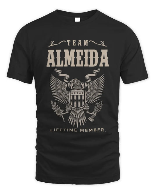 ALMEIDA TP06-K82 – Personalized Classic Style Apparel “Team NAME Lifetime Member” - Unisex Standard T-Shirt - Black