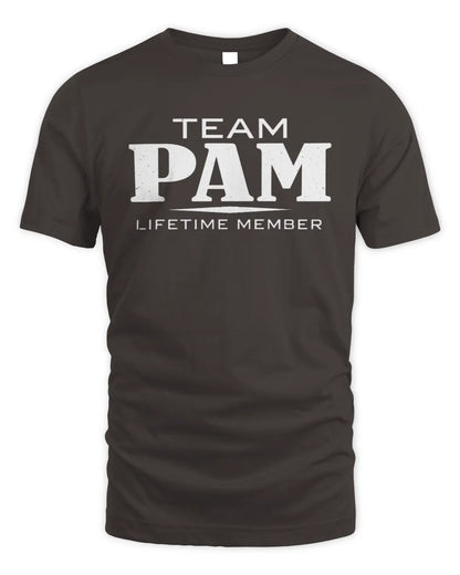 PAM BL62-K4-128 - Personalized “Team NAME Lifetime Member” - Unisex Standard T-Shirt - Dark Chocolate