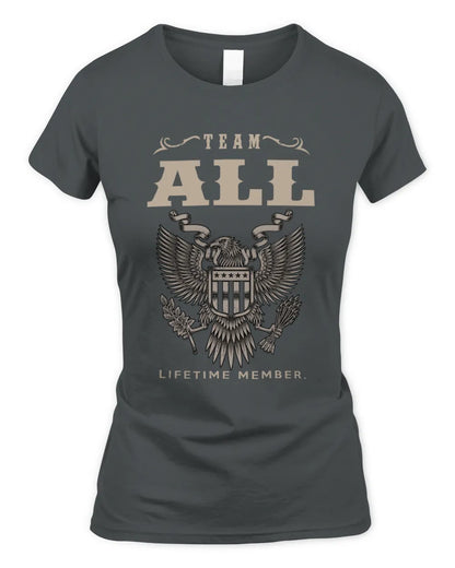 ALL TP06-K82 – Personalized Classic Style Apparel “Team NAME Lifetime Member” - Women's Standard T-Shirt - Charcoal