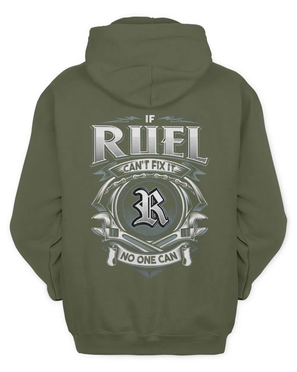 RUEL AP81-K4-626 - Personalized Ahmed Quote Apparel “If Ahmed Can't Fix It, No One Can” - Unisex Hoodie - Military Green