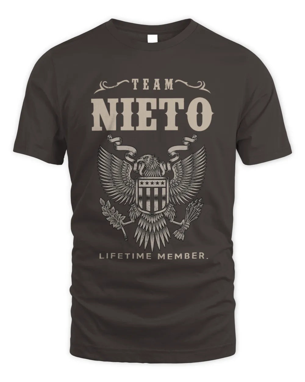 NIETO TP06-K82 – Personalized Classic Style Apparel “Team NAME Lifetime Member” - Unisex Standard T-Shirt - Dark Chocolate