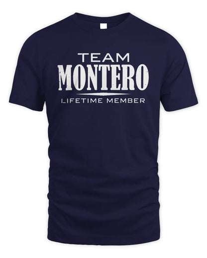 MONTERO BL62-K4-128 - Personalized “Team NAME Lifetime Member” - Unisex Standard T-Shirt - Navy