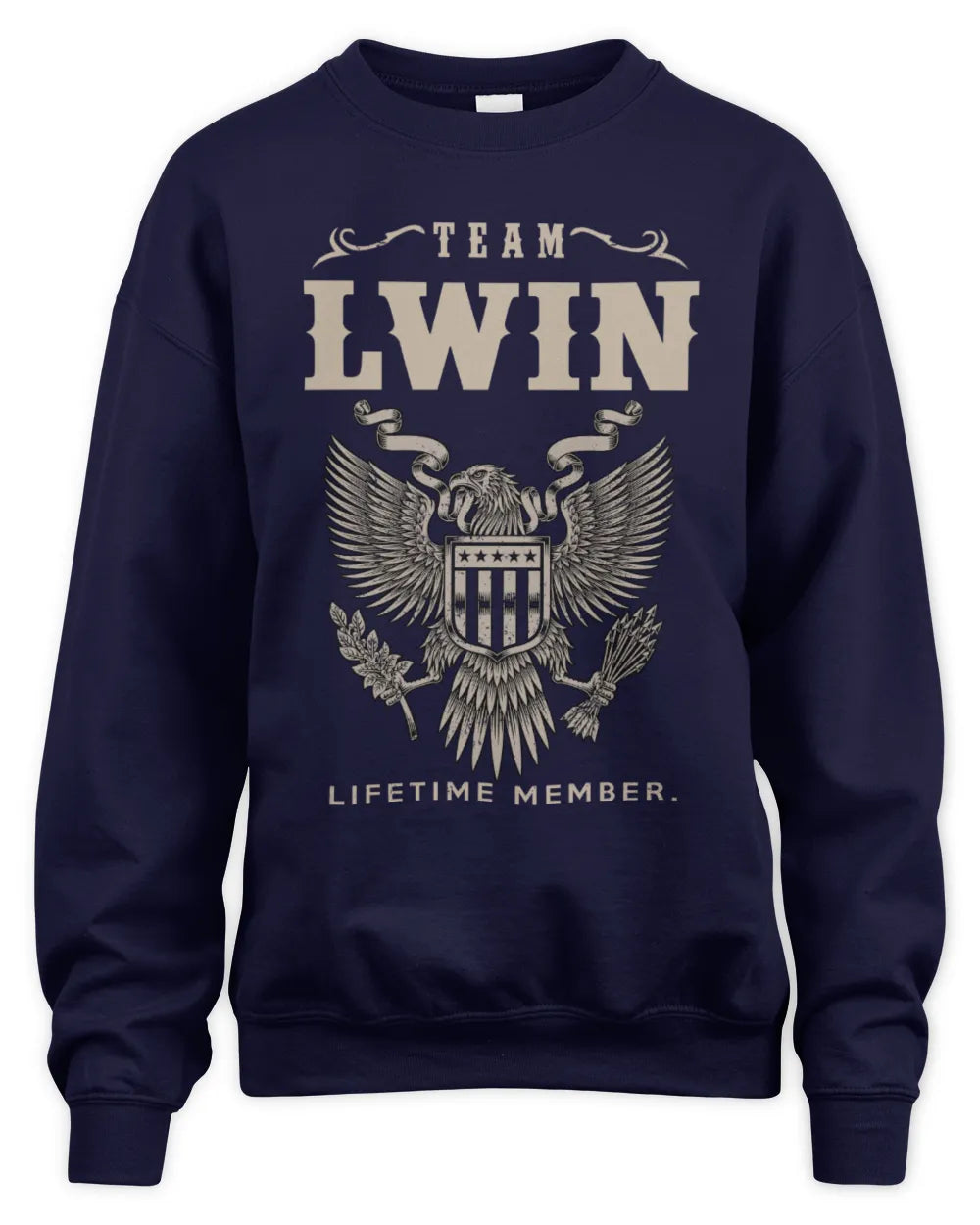 LWIN TP06-K82 – Personalized Classic Style Apparel “Team NAME Lifetime Member” - Unisex Sweatshirt - Navy