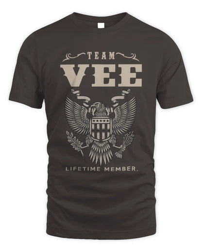 VEE TP06-K82 – Personalized Classic Style Apparel “Team NAME Lifetime Member” - Unisex Standard T-Shirt - Dark Chocolate