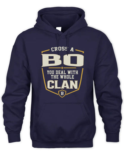 BO NT1-K008 Cross A/An NAME, You Deal With the Whole Clan | Personalized Vintage T-Shirt - Unisex Hoodie - Navy