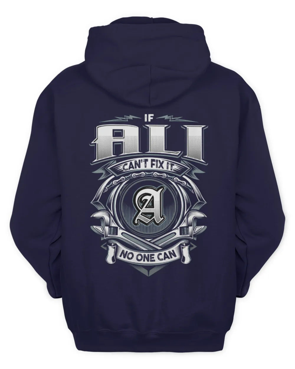 ALI AP81-K4-626 - Personalized Ahmed Quote Apparel “If Ahmed Can't Fix It, No One Can” - Unisex Hoodie - Navy