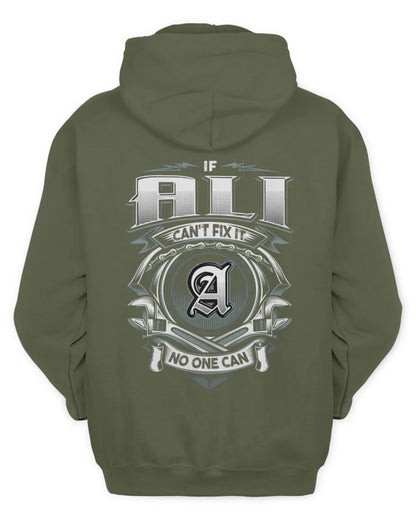 ALI AP81-K4-626 - Personalized Ahmed Quote Apparel “If Ahmed Can't Fix It, No One Can” - Unisex Hoodie - Military Green