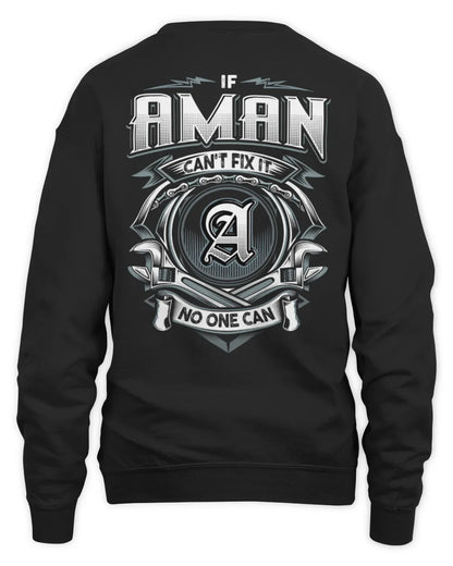 AMAN AP81-K4-626 - Personalized Ahmed Quote Apparel “If Ahmed Can't Fix It, No One Can” - Unisex Sweatshirt - Black