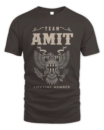 AMIT TP06-K82 – Personalized Classic Style Apparel “Team NAME Lifetime Member” - Unisex Standard T-Shirt - Dark Chocolate