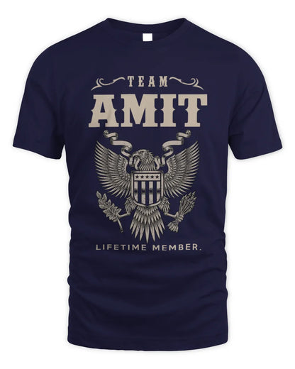 AMIT TP06-K82 – Personalized Classic Style Apparel “Team NAME Lifetime Member” - Unisex Standard T-Shirt - Navy