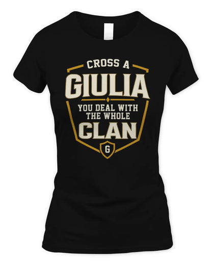GIULIA NT1-K008 Cross A/An NAME, You Deal With the Whole Clan | Personalized Vintage T-Shirt - Women's Standard T-Shirt - Black
