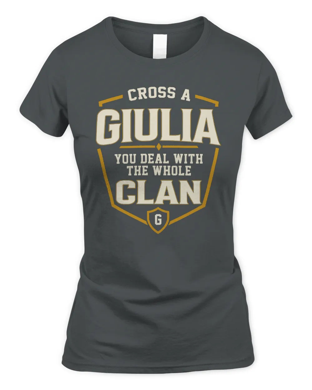 GIULIA NT1-K008 Cross A/An NAME, You Deal With the Whole Clan | Personalized Vintage T-Shirt - Women's Standard T-Shirt - Charcoal