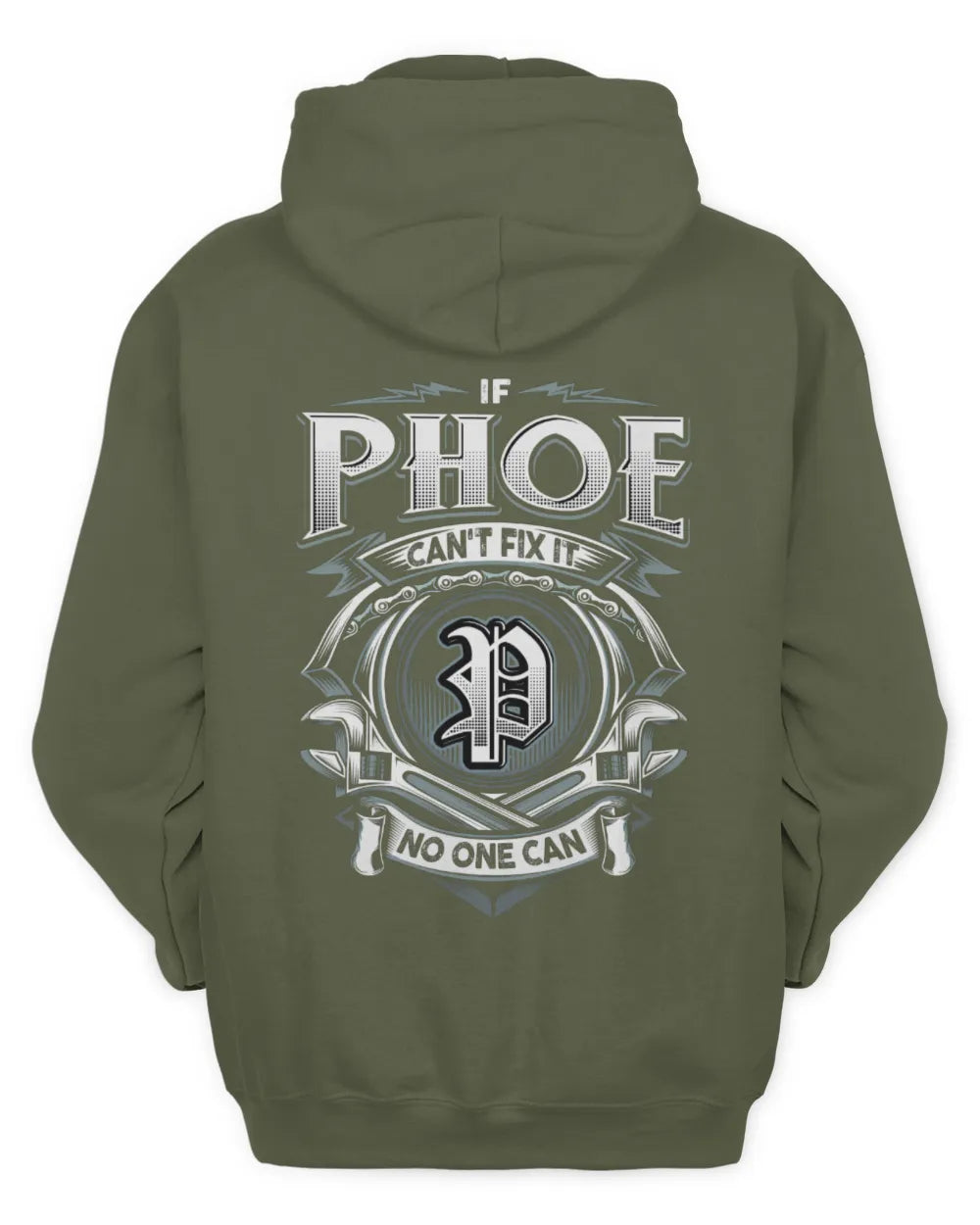 PHOE AP81-K4-626 - Personalized Ahmed Quote Apparel “If Ahmed Can't Fix It, No One Can” - Unisex Hoodie - Military Green