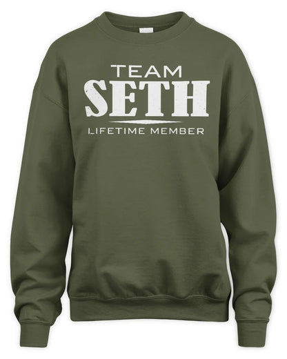 SETH BL62-K4-128 - Personalized “Team NAME Lifetime Member” - Unisex Sweatshirt - Military Green