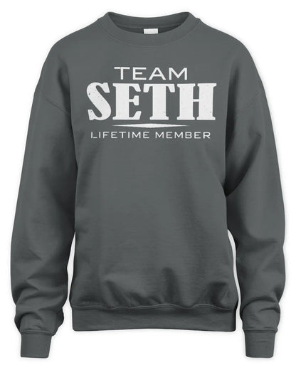 SETH BL62-K4-128 - Personalized “Team NAME Lifetime Member” - Unisex Sweatshirt - Charcoal