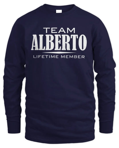 ALBERTO BL62-K4-128 - Personalized “Team NAME Lifetime Member” - Men's Long Sleeved T-Shirt - Navy