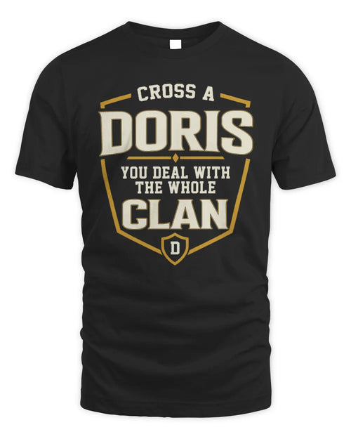 DORIS NT1-K008 Cross A/An NAME, You Deal With the Whole Clan | Personalized Vintage T-Shirt - Unisex Standard T-Shirt - Black
