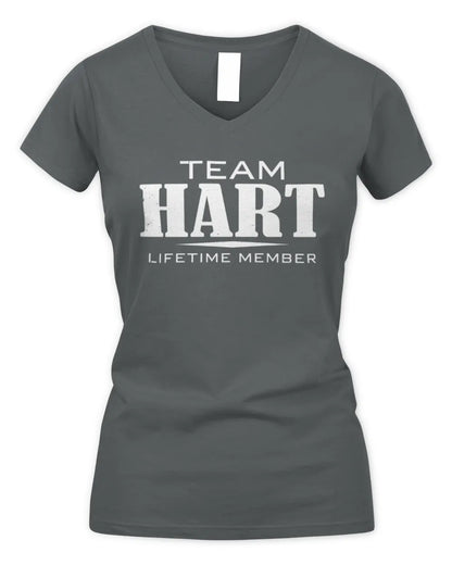 HART BL62-K4-128 - Personalized “Team NAME Lifetime Member” - Women's V-Neck T-Shirt - Charcoal