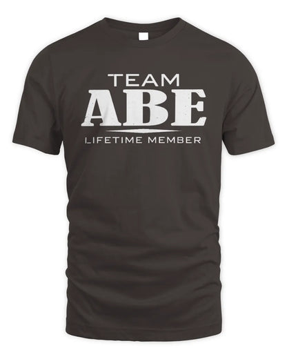 ABE BL62-K4-128 - Personalized “Team NAME Lifetime Member” - Unisex Standard T-Shirt - Dark Chocolate