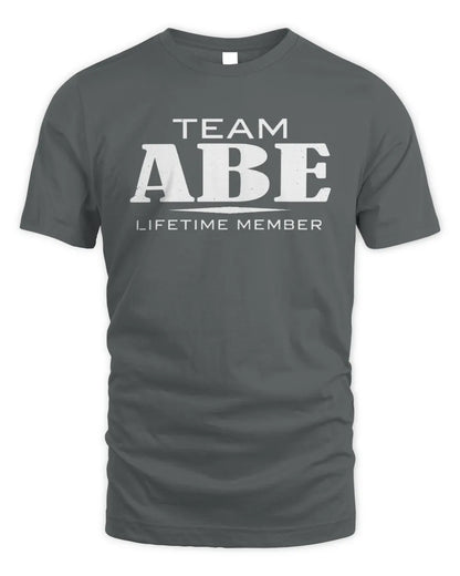 ABE BL62-K4-128 - Personalized “Team NAME Lifetime Member” - Unisex Standard T-Shirt - Charcoal