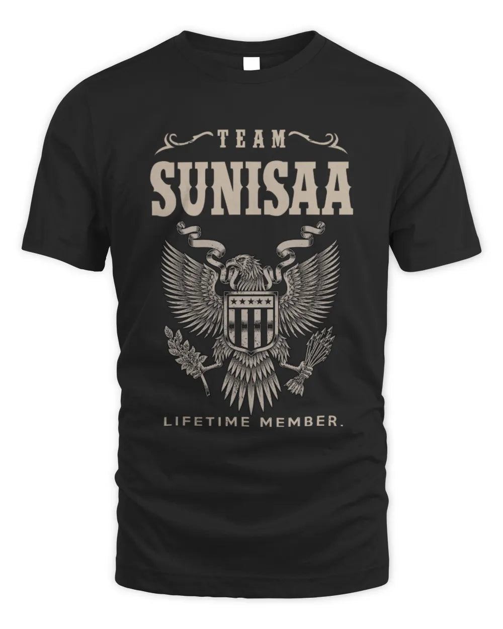 SUNISAA TP06-K82 – Personalized Classic Style Apparel “Team NAME Lifetime Member” - Unisex Standard T-Shirt - Black