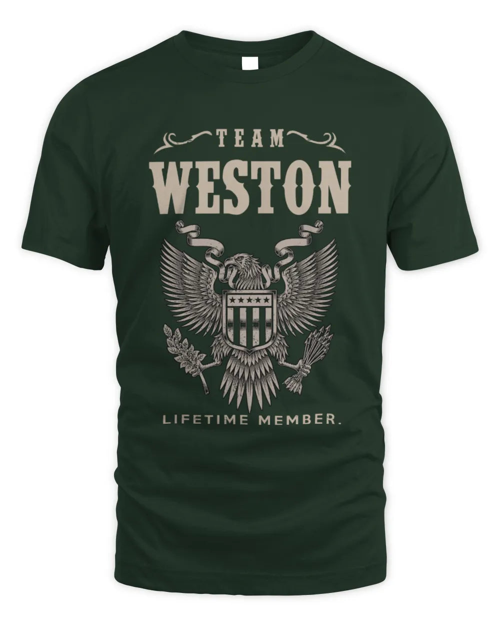 WESTON TP06-K82 – Personalized Classic Style Apparel “Team NAME Lifetime Member” - Unisex Standard T-Shirt - Forest Green