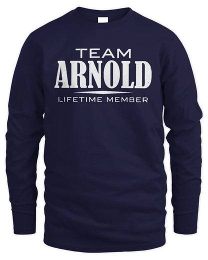ARNOLD BL62-K4-128 - Personalized “Team NAME Lifetime Member” - Men's Long Sleeved T-Shirt - Navy