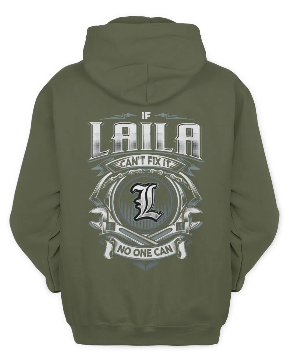 LAILA AP81-K4-626 - Personalized Ahmed Quote Apparel “If Ahmed Can't Fix It, No One Can” - Unisex Hoodie - Military Green