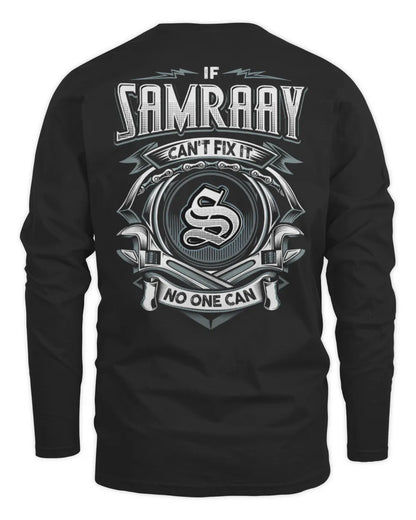 SAMRAAY AP81-K4-626 - Personalized Ahmed Quote Apparel “If Ahmed Can't Fix It, No One Can” - Men's Long Sleeved T-Shirt - Black