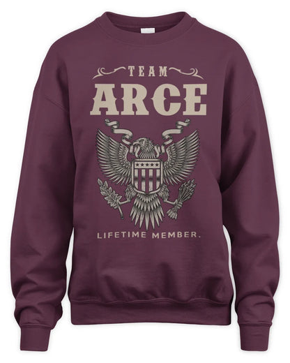 ARCE TP06-K82 – Personalized Classic Style Apparel “Team NAME Lifetime Member” - Unisex Sweatshirt - Maroon