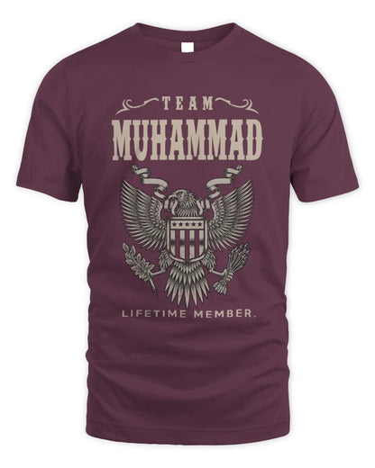 MUHAMMAD TP06-K82 – Personalized Classic Style Apparel “Team NAME Lifetime Member” - Unisex Standard T-Shirt - Maroon