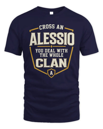 ALESSIO NT1-K008 Cross A/An NAME, You Deal With the Whole Clan | Personalized Vintage T-Shirt - Unisex Standard T-Shirt - Navy