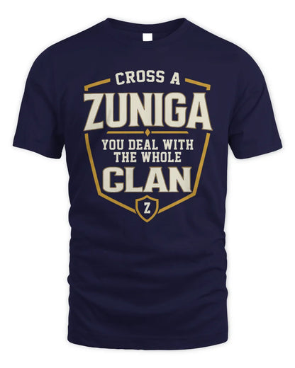 ZUNIGA NT1-K008 Cross A/An NAME, You Deal With the Whole Clan | Personalized Vintage T-Shirt - Unisex Standard T-Shirt - Navy