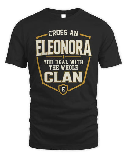 ELEONORA NT1-K008 Cross A/An NAME, You Deal With the Whole Clan | Personalized Vintage T-Shirt - Unisex Standard T-Shirt - Black